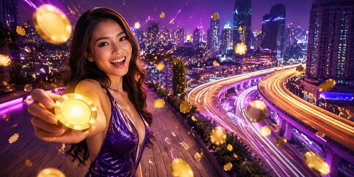Suasana casino neon yang modern dan penuh energi di malam hari